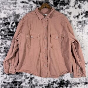 Easel Shacket Denim Shirt Womens Large Maeve Pink Trucker Pockets Y2K